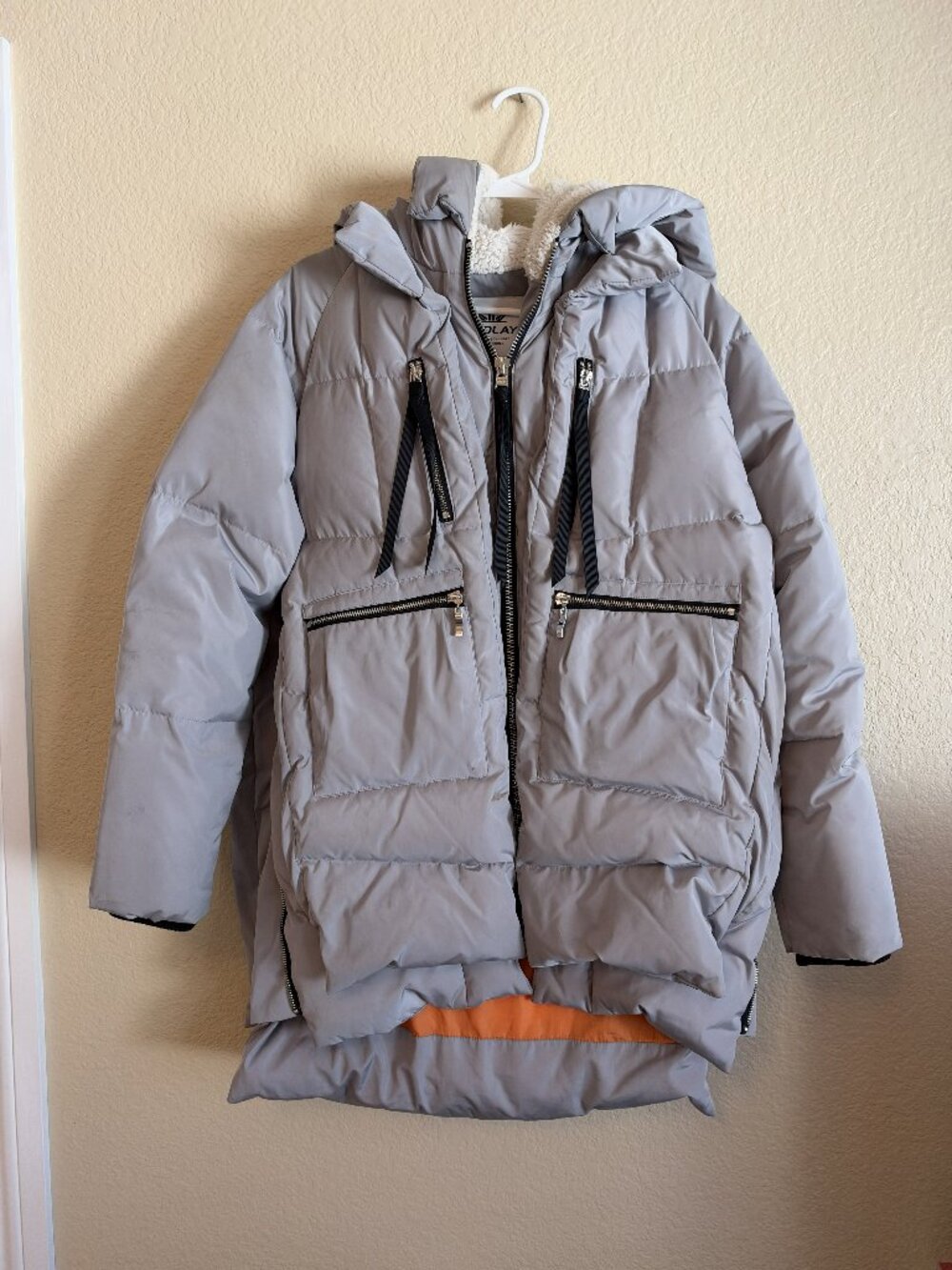 Orolay Thickened Down Puffer Jacket, Sherpa Hood, Size M